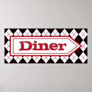 Retro Diner Teken Wall Art Poster