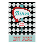 Retro Diner Teken Wandkunst Perfect Poster (Voorkant)