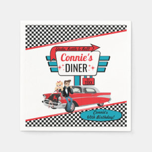 Retro diner uit de jaren 50 - Thea, Rood Verjaarda Servet