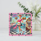 Retro diner uitnodiging (Staand voorkant)