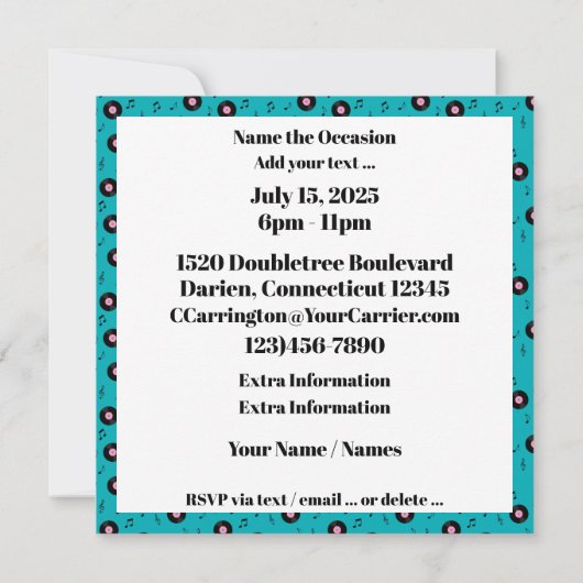 Retro diner uitnodiging (Achterkant)