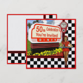 Retro Diner Uitnodiging (Voorkant / Achterkant)