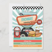 Retro diner verjaardag  hamburger milkshake kaart (Voorkant)