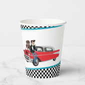 Retro diner-verjaardagsfeestje uit de jaren 50 pap papieren bekers (Achterkant)