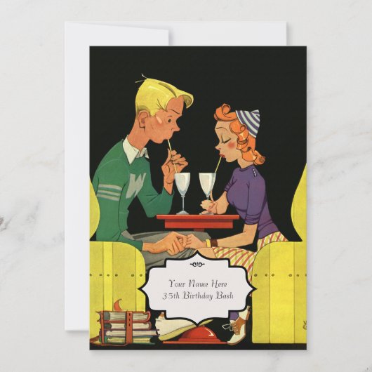 Retro Diner - Vintage Wedding Invitation Kaart (Voorkant)