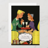 Retro Diner - Vintage Wedding Invitation Kaart (Voorkant / Achterkant)