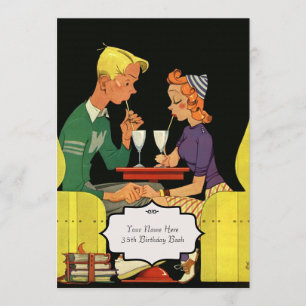Retro Diner - Vintage Wedding Invitation Kaart
