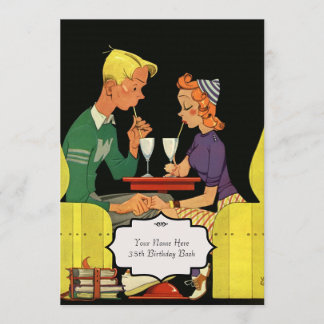 Retro Diner - Vintage Wedding Invitation Kaart