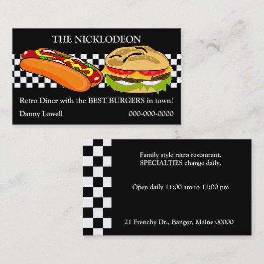 Retro Diner Visitekaartje (Voorkant / Achterkant)