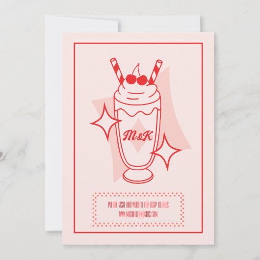 Retro Diner Wedding Invitation Kaart (Achterkant)