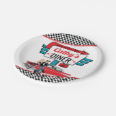 Retro Diner White, Blauwgroen, Red Birthday Party Papieren Bordje (Gekanteld)