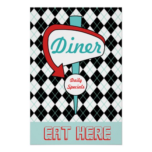 Retro dinerbord muurkunst perfect poster (Voorkant)