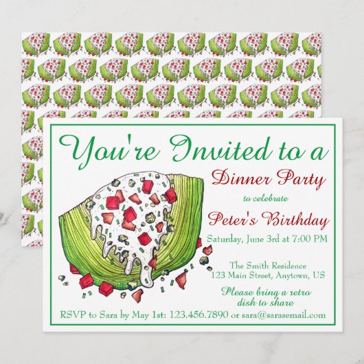 Retro Dinner Party Iceberg Lettuce Wedge Salad Kaart (Voorkant / Achterkant)