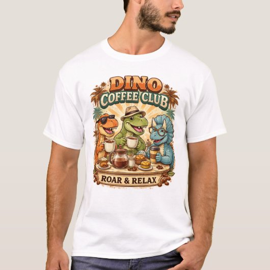 Retro Dino Coffee Club T-shirt (Voorkant)