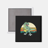 Retro Dino Dinosaur Golfer Cadeau T Rex Disc Golf  Magneet (Voorkant / Achterkant)
