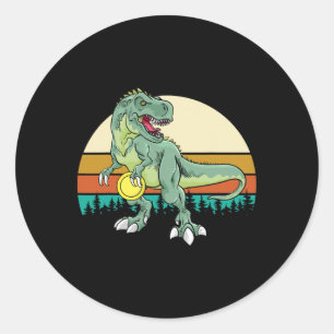 Retro Dino Dinosaur Golfer Cadeau T Rex Disc Golf  Ronde Sticker