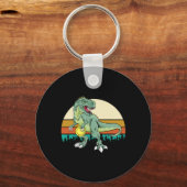Retro Dino Dinosaur Golfer Cadeau T Rex Disc Golf Sleutelhanger (Voorkant)