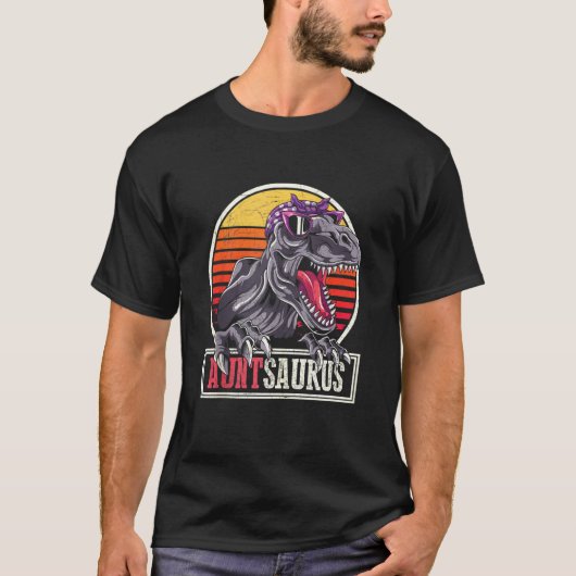 Retro Dinosaur Cool tante Auntsaurus T Rex T-shirt (Voorkant)