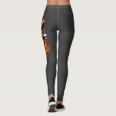 Retro Dinosaur Dode Verbrande Schedel in Vuur Leggings (Achterkant)