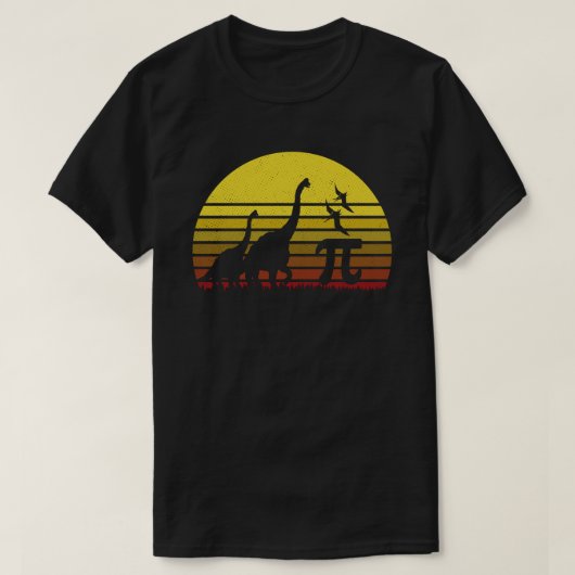 Retro  Dinosaur silhouette Pi Dag 3.14 T-shirt (Design voorkant)
