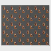 Retro dinosaurus dode brandende schedel in vuur cadeaupapier (Vlak)