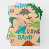 Retro Dinosaurus Kerstverpakking Papier –  Inpakpapier Vel (In situ)