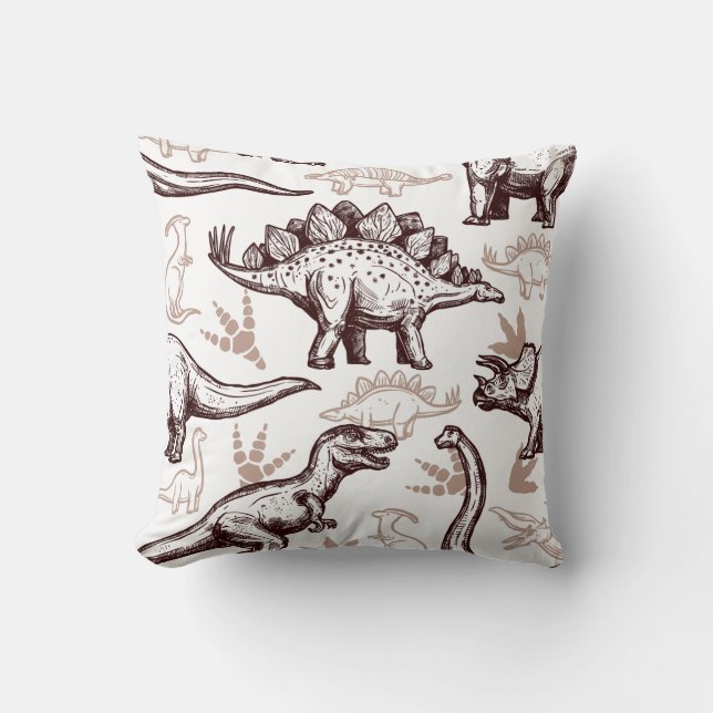 Retro dinosaurus print kussen (Voorkant)