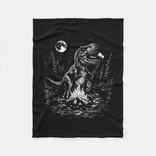 Retro dinosaurus s'mores kampvuur maan camper fleece deken (Voorkant)