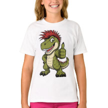 Retro dinosaurus T-shirt, grappige mohawk dino afb