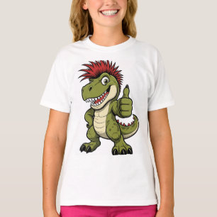 Retro dinosaurus T-shirt, grappige mohawk dino afb T-shirt