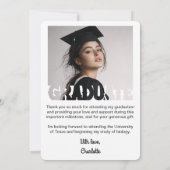 Retro Diploma Typografie Dankkaart Aankondiging (Achterkant)