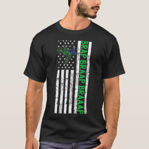 Retro Dirt Bike American Flag Graphic T-shirt