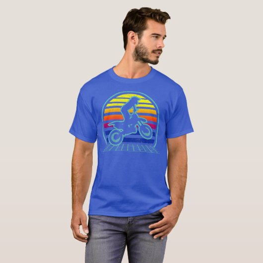 Retro Dirtbiking Vaporwave Dirt Biker 70s Biking T-shirt (Voorkant volledig)