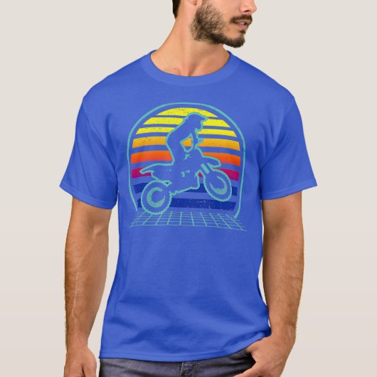 Retro Dirtbiking Vaporwave Dirt Biker 70s Biking T-shirt (Voorkant)