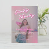 Retro Dirty Thirty Foto 30ste Verjaardagsfeest Kaart (Staand voorkant)