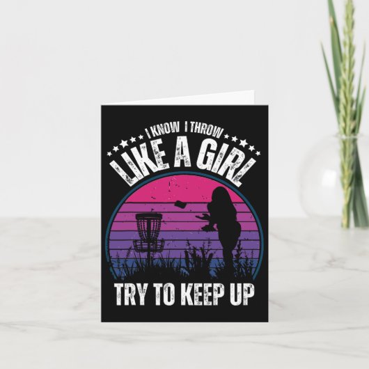 Retro Disc Golf Design voor Dames Meisjes Disc Gol Kaart (Voorkant)