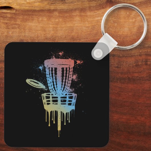 Retro Disc Golf Frolf Frisbee Golf Disc Golfen Pl Sleutelhanger (Achterkant)