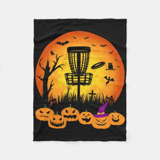 Retro Disc Golf Halloween Kerkhof Eng Disc Gol Fleece Deken (Voorkant)