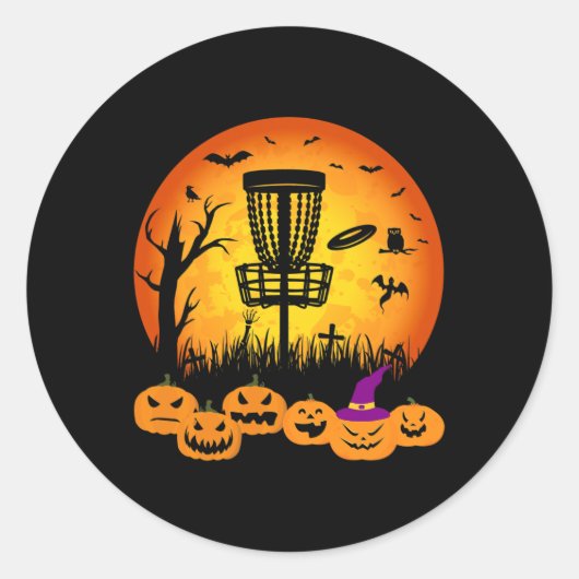 Retro Disc Golf Halloween Kerkhof Enge Disc Gol Ronde Sticker (Voorkant)