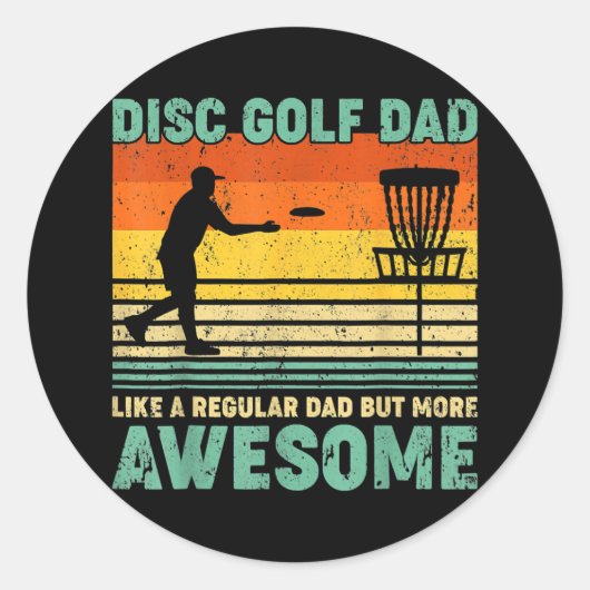 Retro Disc Golf pa als een gewone vader Ronde Sticker (Voorkant)