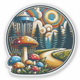 Retro Disc Golf Psychedelic AI Art Sticker