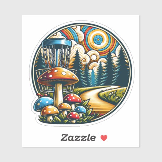 Retro Disc Golf Psychedelic AI Art Sticker (Vel)