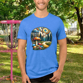 Retro Disc Golf Psychedelic AI Art Tri-Blend Shirt