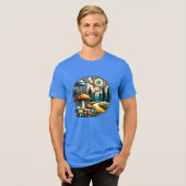 Retro Disc Golf Psychedelic AI Art Tri-Blend Shirt (Voorkant volledig)