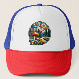 Retro Disc Golf Psychedelic AI Art Trucker Pet