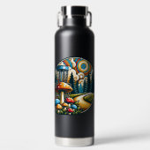 Retro Disc Golf Psychedelic AI Art Waterfles (Voorkant)