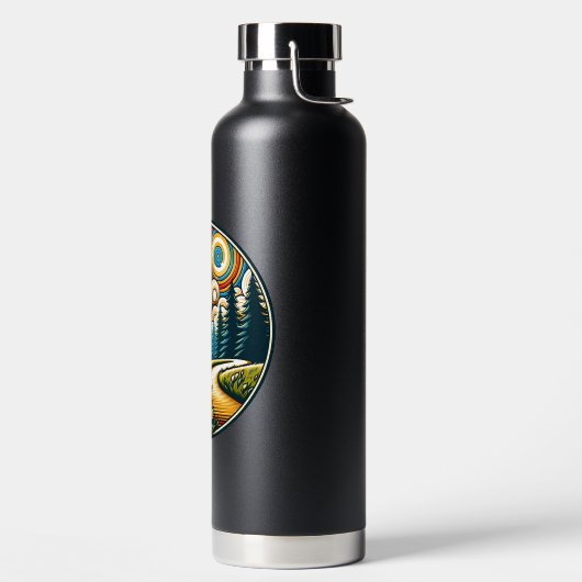 Retro Disc Golf Psychedelic AI Art Waterfles (Links)