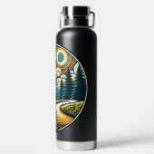 Retro Disc Golf Psychedelic AI Art Waterfles (Achterkant)