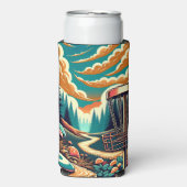 Retro Disc Golf Psychedelische Kunst Seltzer Blikjeskoeler (Seltzer Voorkant)