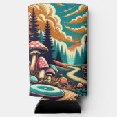 Retro Disc Golf Psychedelische Kunst Seltzer Blikjeskoeler (Achterkant)